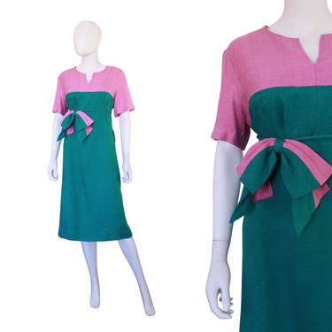 DEADSTOCK 1960s Color Block Dress - Vintage Color Block Dress - 1960s Teal Dress - 1960s Purple Dress - VOLUP Vintage Dress | Size Large 