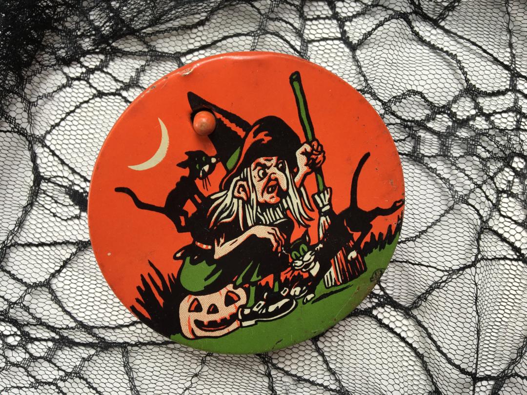 Vintage Halloween Witch Ratchet Noisemaker, U.S. Metal Toy | Luckduck |  Atlanta, GA