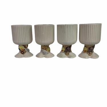 Fitz and Floyd Seashell Pedestal Cups, Set of 4 