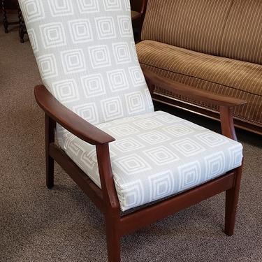 Item #DMC175 Walnut Framed &amp; Cushioned Arm Chair c.1970