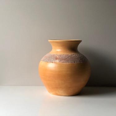 Vintage Southwestern Pottery Vase, Burnt Orange Pottery Vase, Sedona Southwestern Tribal Pottery, by Treasure Craft, Large 
