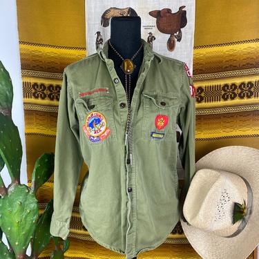 Vintage 1960s Sanforized Boy Scout Shirt Scout Patches San Luis Obispo 