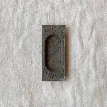 Antique Branford Brass Pocket Door Handle Ornate Salvaged Hardware 