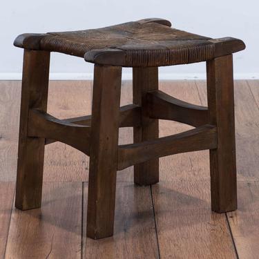 Handcrafted Provincial Stool W Rush Seat
