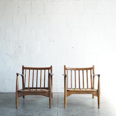 Pair of American Walnut Lounge Chairs