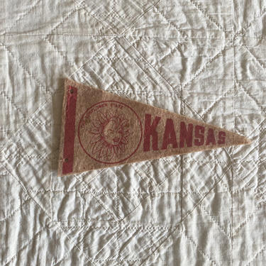 Vintage Kansas Sunflower State Pennant 4x7.5 