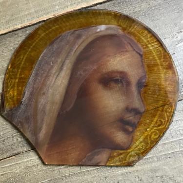 18th C Stained Glass Fragment, French, Religious Saints Head, Window Panel, Rare, Architectural, Chateau Chapel 