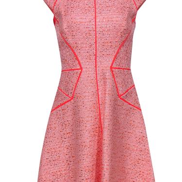 Lela Rose - Bright Pink Metallic Tweed A-Line Dress Sz 8
