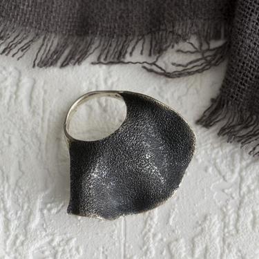 Textured Oxidized Sterling Silver Bold Rose Petal Ring
