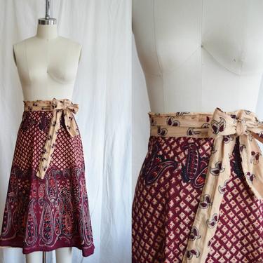 1970s Block Printed Wrap Skirt | Cotton | Made in Pakistan 