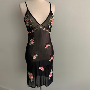 Vivienne Tam embroidered black mesh bra top mini dress-XS/S 