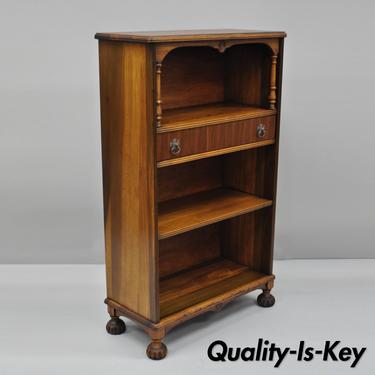 Small Antique Walnut Jacobean Depression Style One Drawer Bookcase Stand