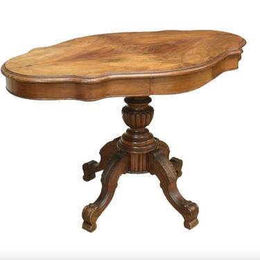 19th Century French Country Louis Philippe Period Burled Walnut Table with Rotating Oval Top 