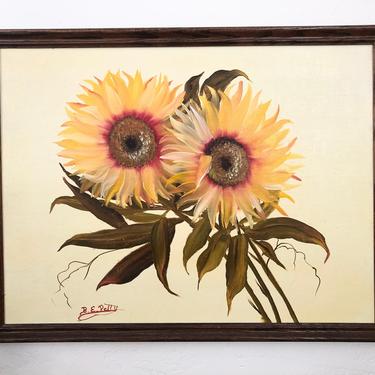 Vintage Sunflower Oil Painting 