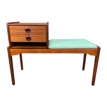 Vintage Danish Mid Century Modern Rosewood Telephone Bench/Entry Way Console 