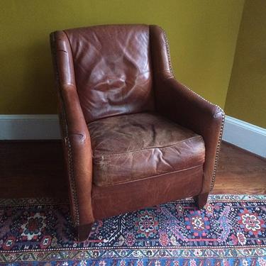 Leather reading chair with studded accents - matching ottoman not pictured