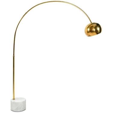 (AVAILABLE) Mid Century Modern Brass + Marble ARC Lamp