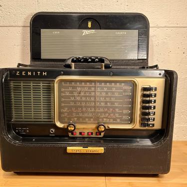 Working 1958 Zenith Transoceanic A600 6-Band AM Shortwave  Radio w/Manual, Antenna, Log, Schematic etc 