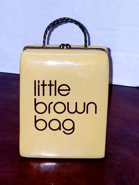 Vintage ceramic Limoge Bloomingdale's Little Brown Bag collectible