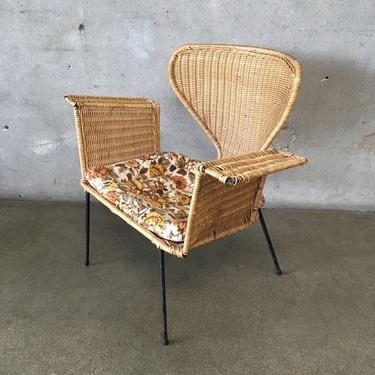 1950's Mid Century Modern Iron / Wicker Chair