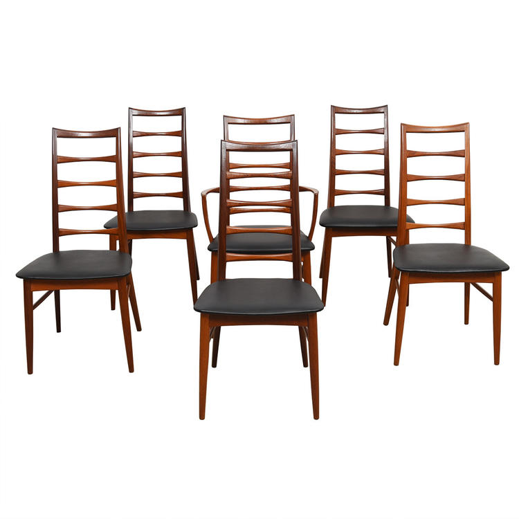 Set of 6 (1 Arm + 5 Side) Koefoeds Hornslet Danish Teak Dining Chairs