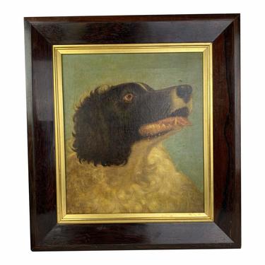 English Signed Oil on Canvas of a Spaniel, 1862