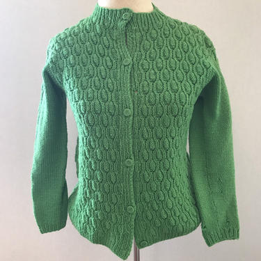 Vintage Hand Knit Cardigan Sweater 50s 60s 