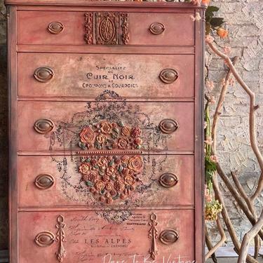 Painted Floral Romantic Dresser 'Rosa Delicata' - Vintage Bohemian Dresser  - Rustic Farmhouse Dresser - Painted Furniture - Floral Dresser 