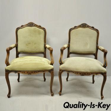 Pair Vintage French Provincial Louis XV Style Italian Arm Chairs by Chateau D'ax