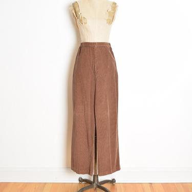vintage 70s pants brown corduroy wide leg high waisted trousers hippie boho S clothing 