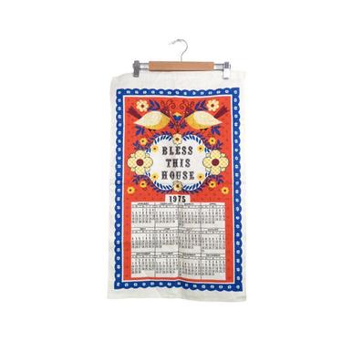 Vintage 1975 Cloth Calendar Bless This House Wall Hanging 