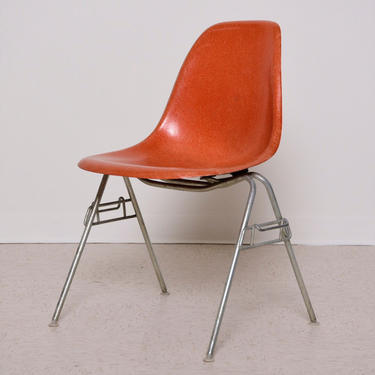 Orange Eames Chair for Herman Miller with H Base