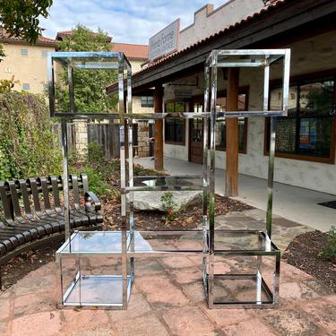 Mid Century Modern Large Chrome and Glass Etagere 