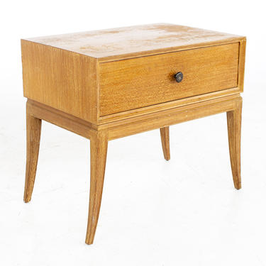 Tommi Parzinger for Charak Mid Century Cerused Mahogany Side Table Nightstand - mcm 