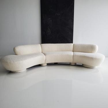 VLADMIR KAGAN THREE PIECED CURVED SECTIONAL IN BOUCLE