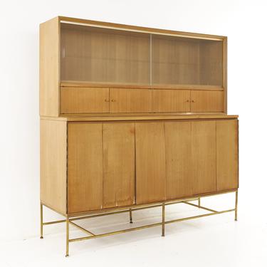Paul McCobb for Calvin Mid Century Brass Base Credenza with Hutch - mcm 