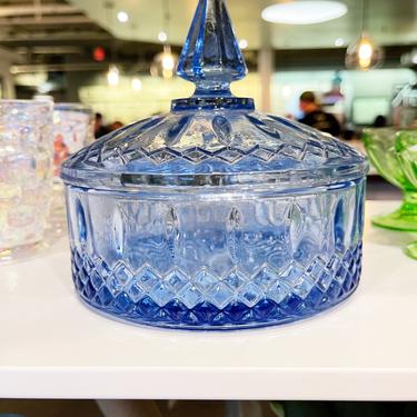 Vintage Indiana Glass Princess Blue Lidded Dish