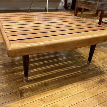 Mid Century Two Toned Square Slat Coffee Table 1950s