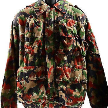 Vintage Swiss Alpenflage Hooded Camo Jacket (Size 46) by BespokeNotBrokeStore