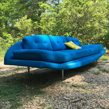 Vintage Adrian Pearsall Craft Associates Blue Gondola Sofa Daybed Couch Mid-Century Mad Men 1960s Iconic Upholstery Prject 