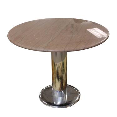 Postmodern Brueton Pink Marble and Polished Chrome Game Dinette Table 