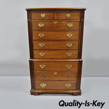 Vtg Thomasville Chippendale Style Cherry Chest on Chest of Drawers Tall Dresser
