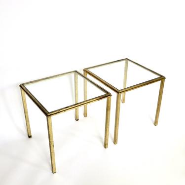 Roger Thibier Pair of French Gilded Side Tables
