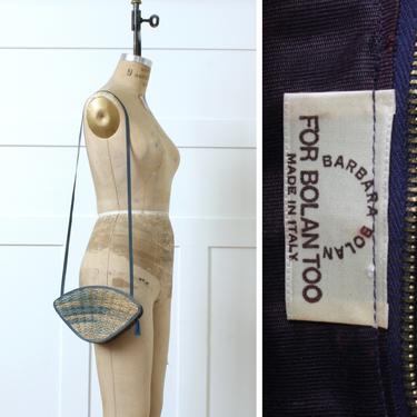 vintage Italian straw shell purse • late 1970s - 1980s designer Barbara Bolan shoulder bag 
