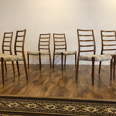 JL Moller Model 82 Rosewood Dining Chairs, Set of 6 