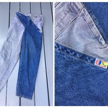 vintage 80s Gasoline jeans, 80s two tone stonewash jeans / 80s gray stonewashed denim / vintage designer jeans, high waisted jeans 