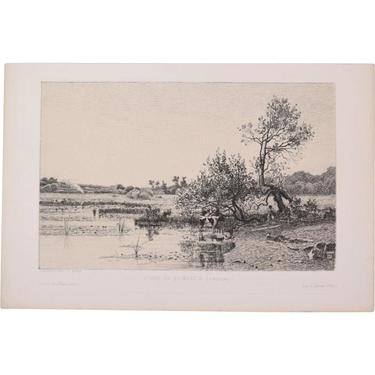 Camille Bernier - Pond of Quimerc’h Etching Gazette des Beaux Arts 
