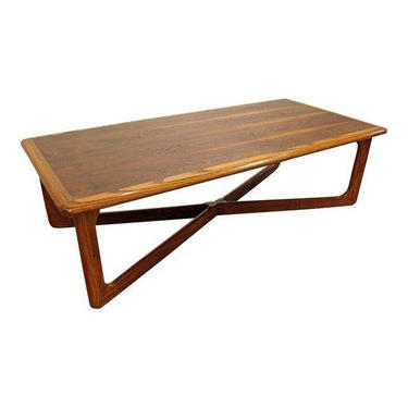 Mid-Century Coffee Table Danish Modern Lane Perception Oak Walnut X-Base Coffee Table #1 