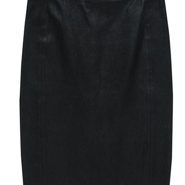 Vince - Black Textured Leather Midi Pencil Skirt Sz 8