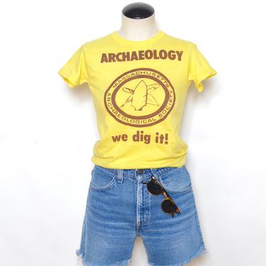 Vintage 70's Mass Archaeology Society Graphic T-Shirt Sz XS 